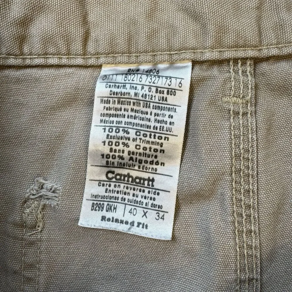 Carhartt B11 Brown Duck Carpenter Work Pants Mens 40x34 Loose Original Fit